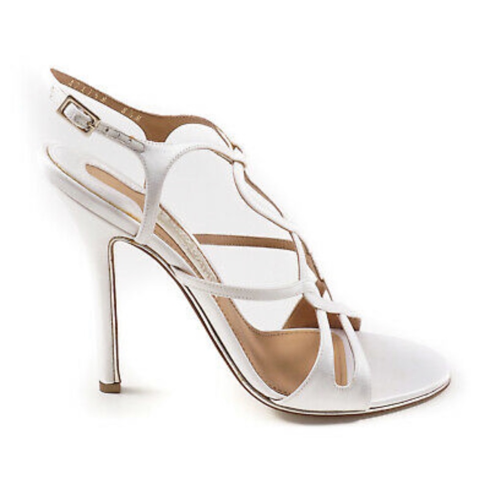 Ferragamo Delphine White satin heels 8.5